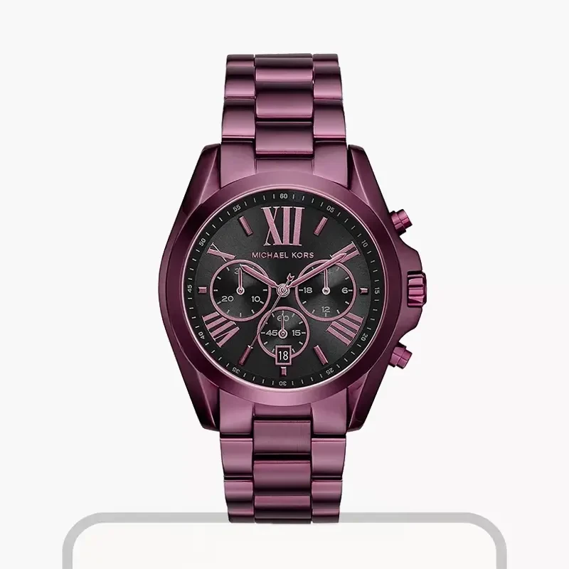 Michael Kors Bradshaw Black Dial Plum-tone Ladies Watch- MK6398